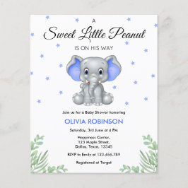 Flyer Convite para Chá de fraldas de Elefante Azul