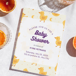 Flyer Convite para Chá de fraldas de Festa de Pato Basta