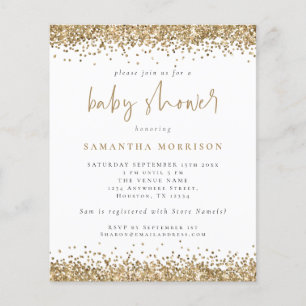 Flyer Convite para Chá de fraldas de Garota Dourada da L