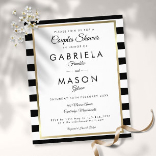 Flyer Convite para Chá WeddingCasal Stripe de Orçament