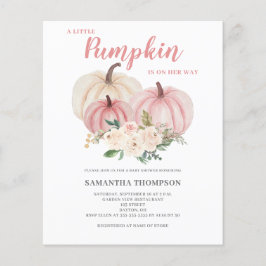 Flyer Convite para Chás de fraldas Rosa-Rosa de Abóbora