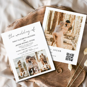 Flyer Convite para Código QR Minimalista de Casamento de