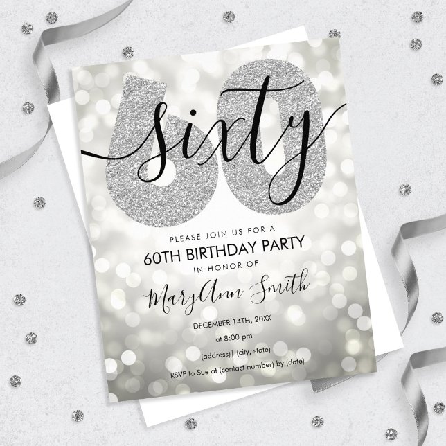 Flyer Convite para Festa de aniversário 60º Elegante Mod (Criador carregado)