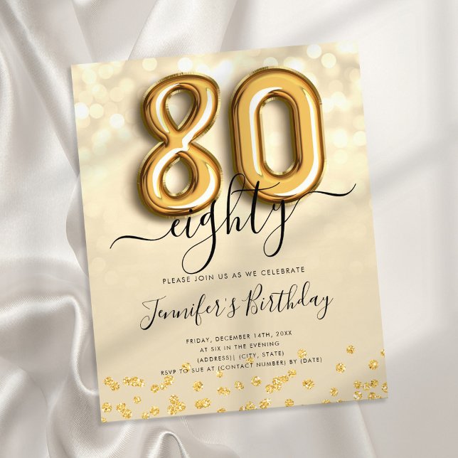Flyer Convite para Festa de aniversário de 80 de brilhan (Criador carregado)