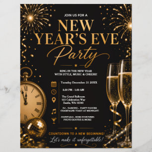 Flyer Convite para Festa de Ano Novo