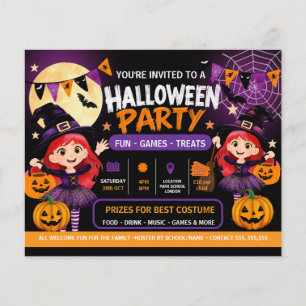 Flyer Convite para Festa de Halloween para Crianças   As