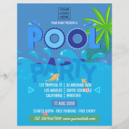 Flyer Convite para Festa de Piscina de Verão Corporativa