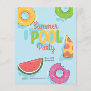 Flyer Convite para Festa de Piscina de Verão, Festa no Q