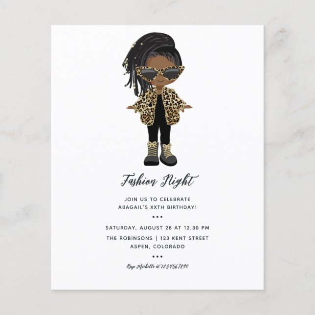 Flyer Convite para Festa Noturna de Moda para Meninas (Frente)