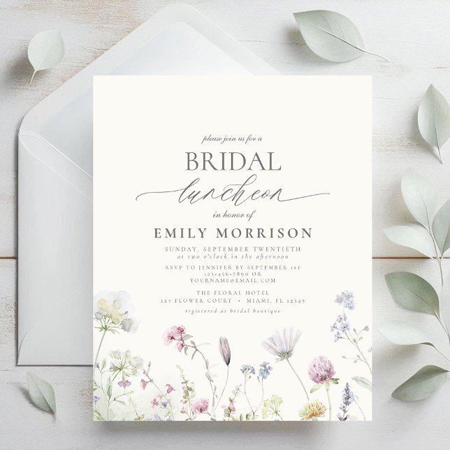 Flyer Convite para flor selvagem de Bridal de Orçamento (Criador carregado)
