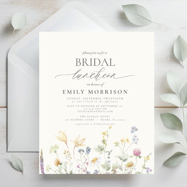 Flyer Convite para flor selvagem de Bridal de Orçamento (Criador carregado)
