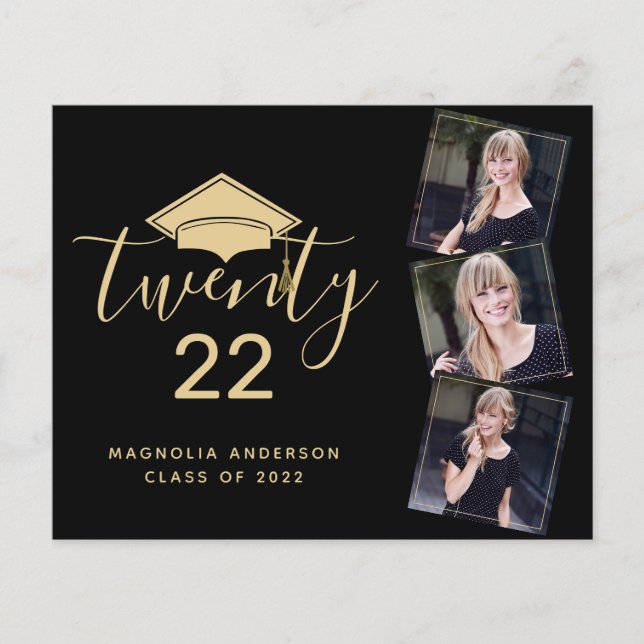 Flyer Convite para graduação Dourada a preto no papel (Frente)