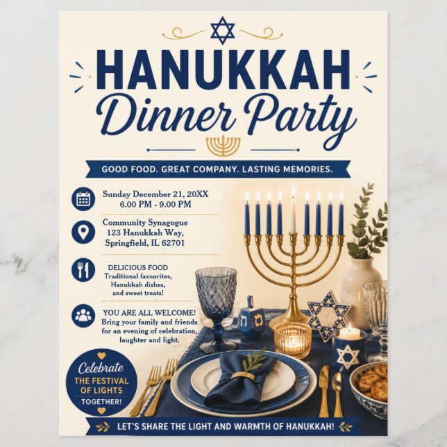 Flyer Convite para Jantar de Hanukkah (Frente)