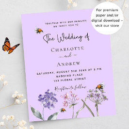 Flyer Convite para o orçamento de abelha violeta para o 