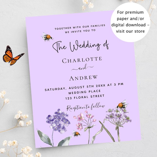 Flyer Convite para o orçamento de abelha violeta para o  (Criador carregado)