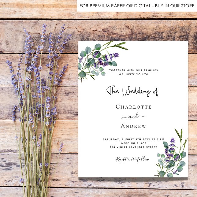 Flyer Convite para o orçamento do casamento da lavanda E (Criador carregado)