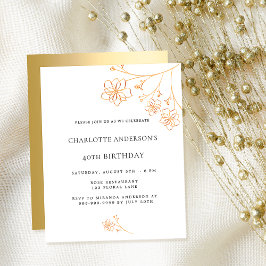 Flyer Convite para o orçamento floral de ouro branco de 