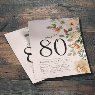 Flyer Convite para Orçamento de Aniversário de 80 Floral