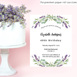 Flyer Convite para orçamento de lavanda de aniversário d