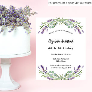 Flyer Convite para orçamento de lavanda de aniversário d