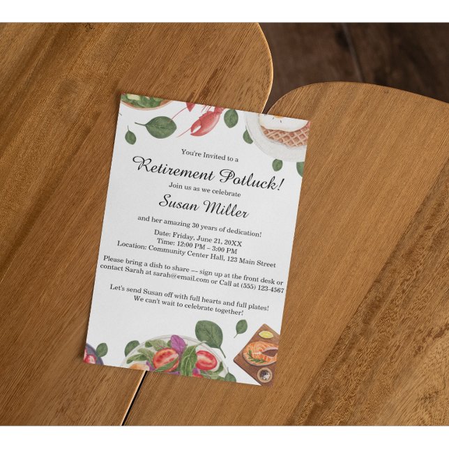 Flyer Convite para Potluck para aposentadoria (Criador carregado)