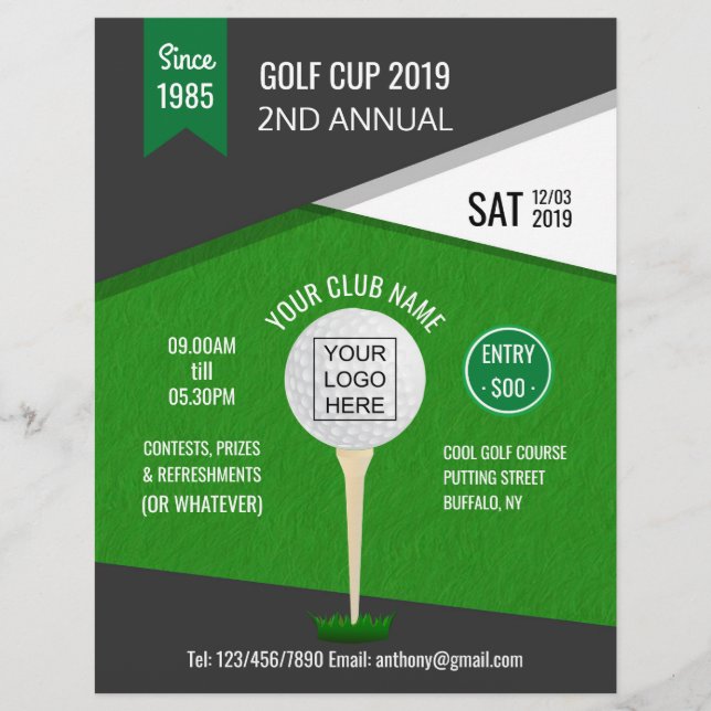 Flyer Convite para Torneio de Golfe em Clube/Corporativo (Frente)