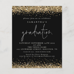 Flyer Convite Preto para Graduação 2022, Dourado com L