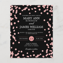 Flyer Convite Preto para Rosa de Casamento Dourado do Or