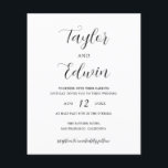 Flyer Convite Simples De Casamento De Orçamento Contempo<br><div class="desc">Folheto de convite para casamento,  preto e branco,  contemporâneo,  com um layout simples e minimalista,  com seus nomes em um roteiro elegante de caligrafia e seus detalhes de casamento em um formato moderno. NOTA: Estes não vêm com envelopes.</div>