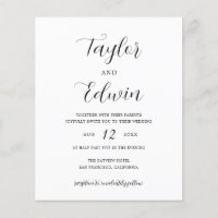 Convite Simples De Casamento De Orçamento Contempo