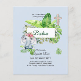 Flyer Convites de Bautizo de Elefante Bebê