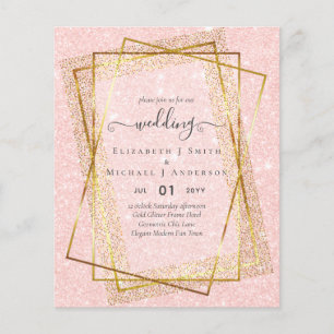 Flyer CONVITES DE CASAMENTO BARATOS  Dourado Glitter Geo