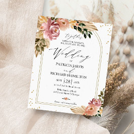 Flyer Convites de Casamento Chic Boho Floral Econômicos