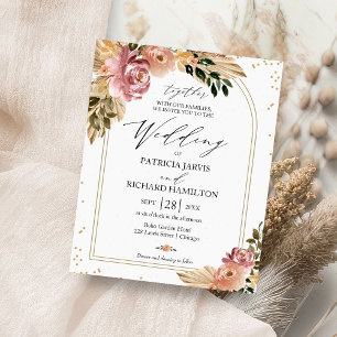 Flyer Convites de Casamento Chic Boho Floral Econômicos