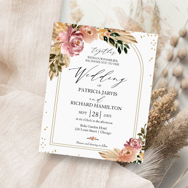 Flyer Convites de Casamento Chic Boho Floral Econômicos (Criador carregado)