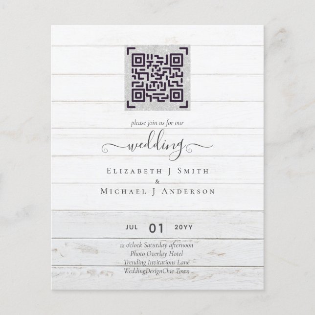 Flyer Convites de casamento com código QR para salvar a  (Frente)