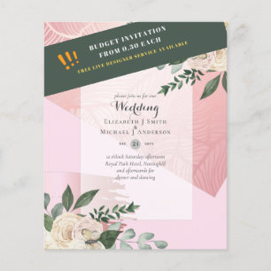 Flyer Convites de Casamento com Rosas Brancas de ORÇAMEN