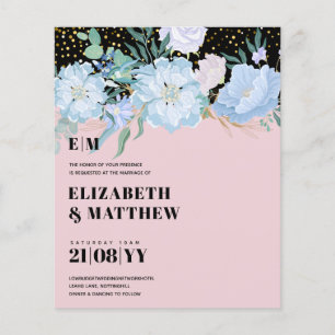 Flyer Convites de Casamento de Orçamento Baixo Flores Az