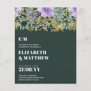 Flyer Convites de Casamento de Orçamento Baixo Flores Ro