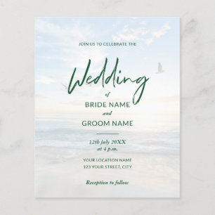 Flyer Convites de Casamento de Praia de Foto Elegante de
