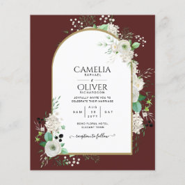 Flyer Convites de casamento de Rosas Brancas de Menos OR