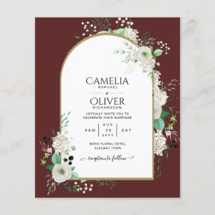 Flyer Convites de casamento de Rosas Brancas de Menos OR