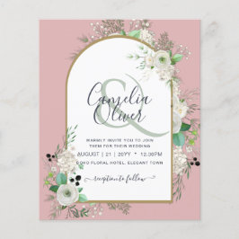 Flyer Convites de casamento de Rosas Brancas de Menos OR