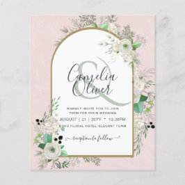 Flyer Convites de casamento de Rosas Brancas de Menos OR