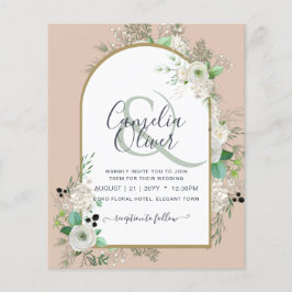 Flyer Convites de casamento de Rosas Brancas de Menos OR