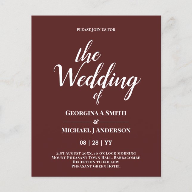 Flyer Convites de Casamento de TYPOGRAPHY de NEGÓCIOS Mi (Frente)