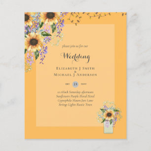 Flyer CONVITES DE CASAMENTO ECONÔMICOS - Girassóis Rústi