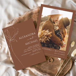 Flyer Convites de Casamento Florais Boho Econômicos