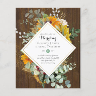 Flyer Convites de Casamento Florais Roxo Azul BUDGET