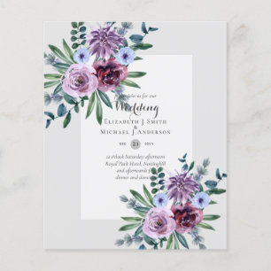Flyer Convites de Casamento Floral Ameixa COM ORÇAMENTO 